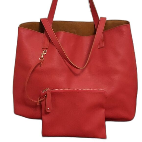 Tote Vegan Leather reversible large carryall book bag gym bag shopping b… - Picture 1 of 7